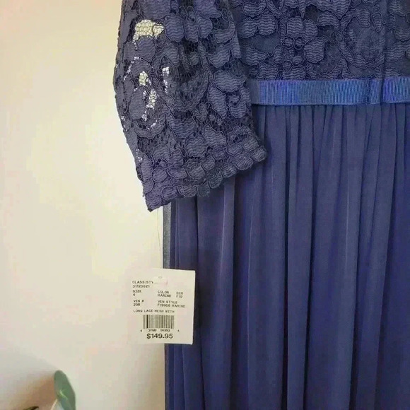 NWT David's Bridal Long Lace Mesh Mother Of The Bride Dress, Size 4 - Picture 6 of 10